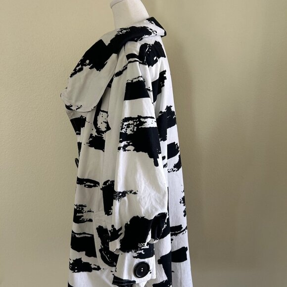 Anthropologie Hazel Coat Womens Black/White Abstract Lagenlook Artsy SZL Relaxed - Picture 3 of 8